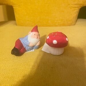 Gnome and Mushroom Set of Salt & Pepper Shakers